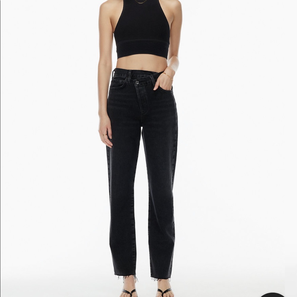 Agolde High-Rise Straight Black Jeans
